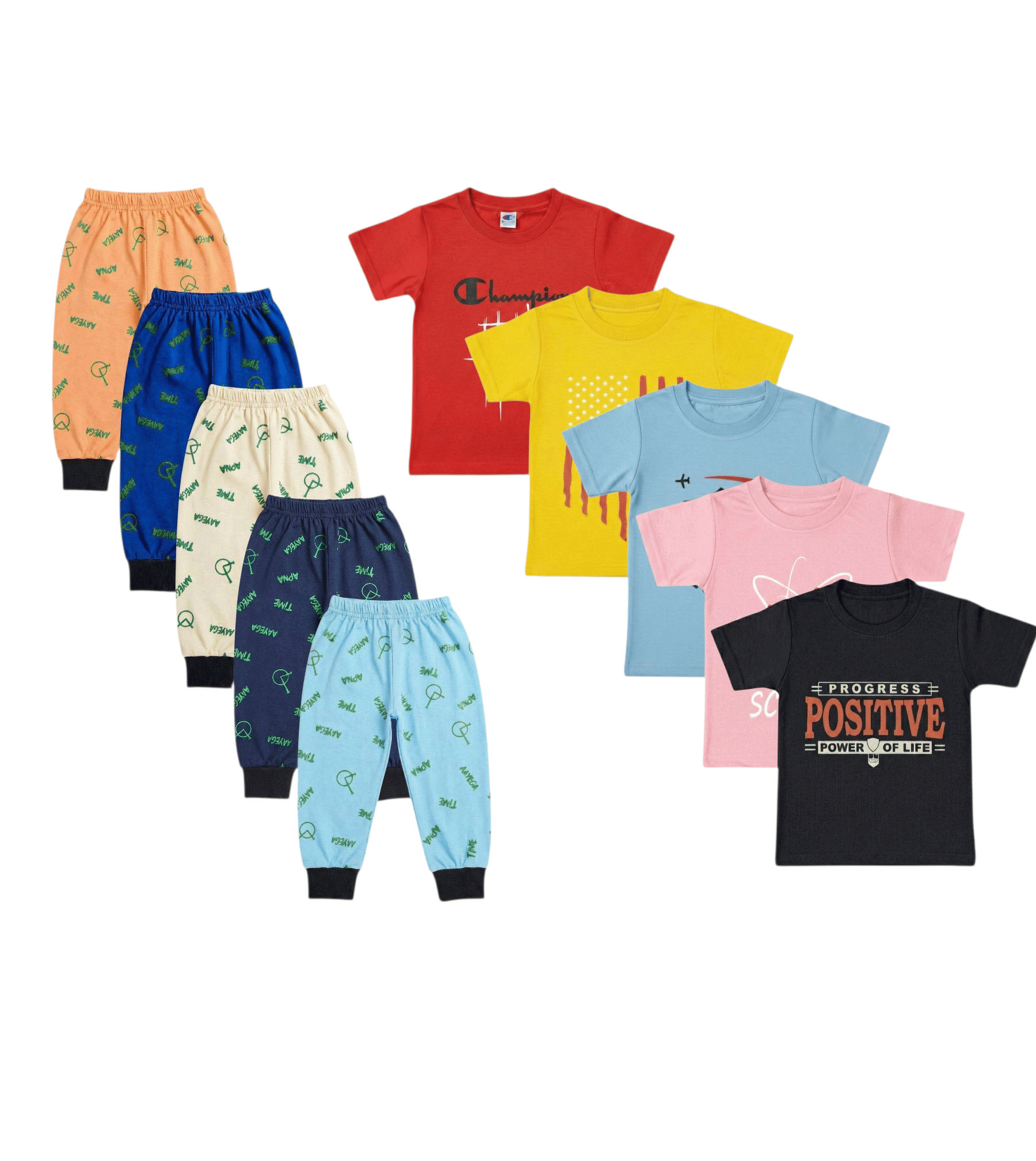 FANCY WEAR Pack of 5 Boys Cotton Blend T-Shirt & Pants Set ( Multicolor )