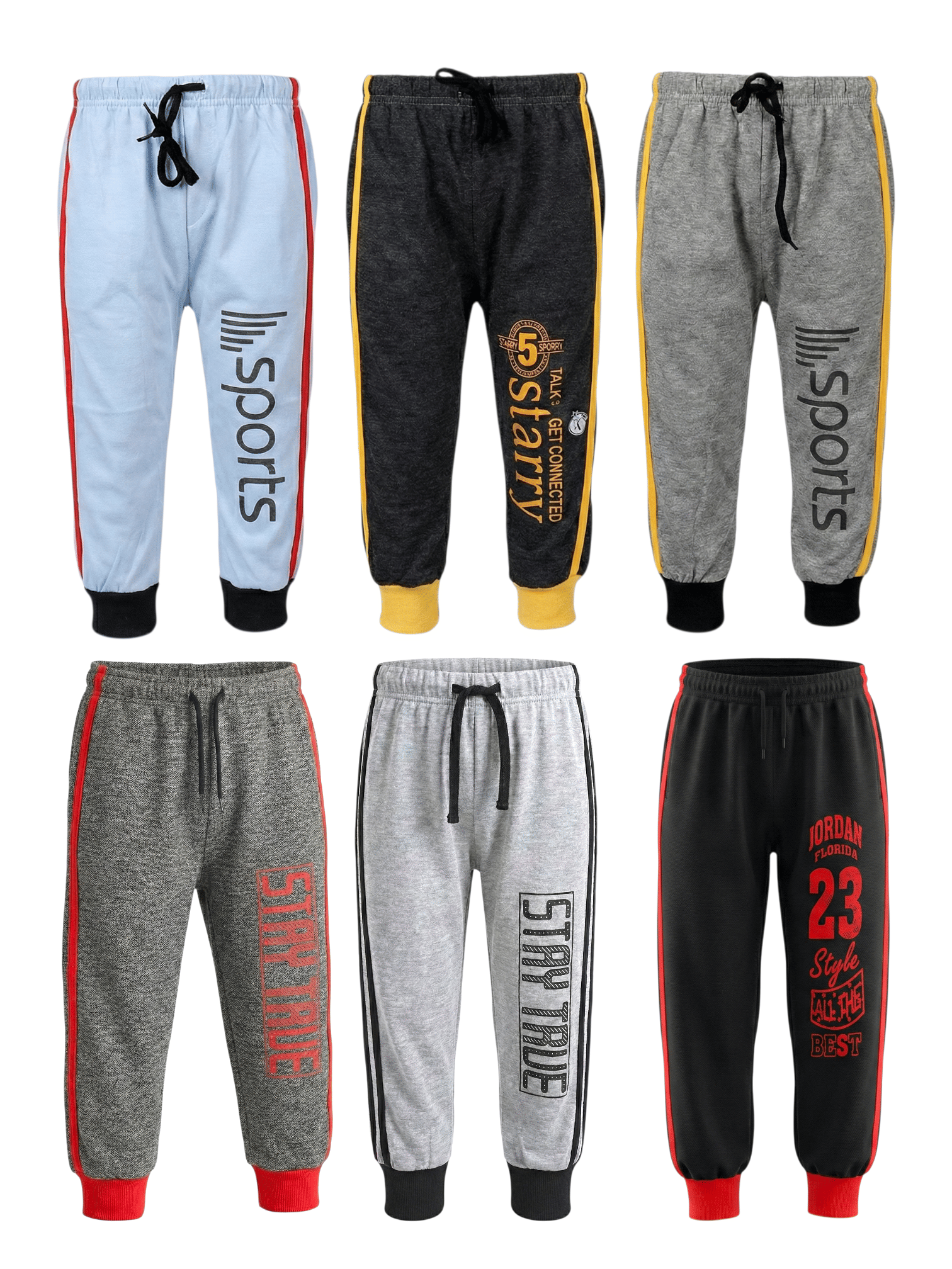 LEMONYFABRICS Pack of 6 Boys Cotton Blend Trackpant ( Multicolor ) - Track Pants | Buy online on ZillyBuy
