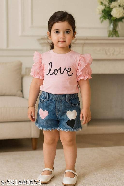 ODIMENT Pack of 1 Girls Cotton Blend T-shirt & Shorts ( Multicolor )