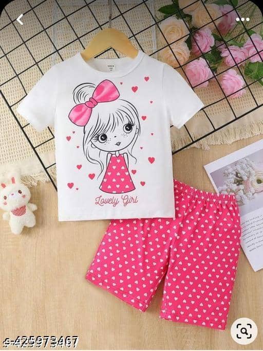ODIMENT Pack of 1 Girls Cotton Blend T-shirt & Shorts ( Multicolor )