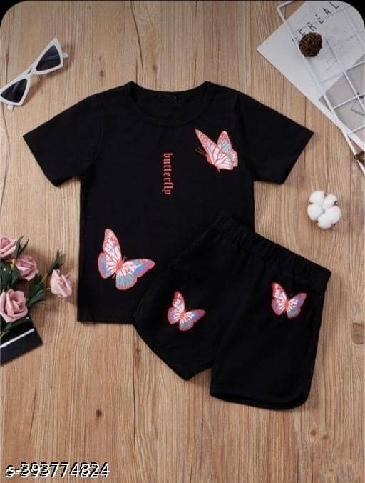 ODIMENT Pack of 1 Girls Cotton Blend T-shirt & Shorts ( Multicolor )