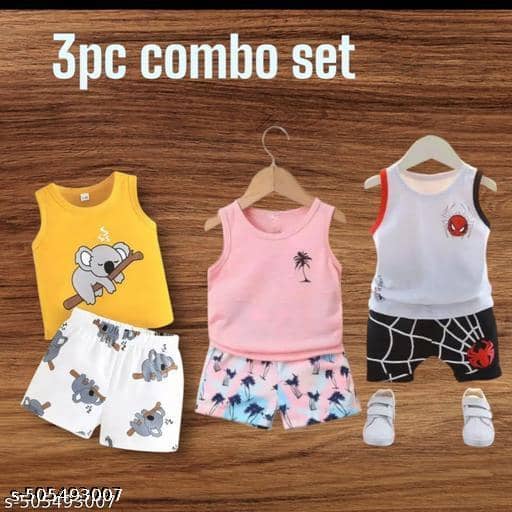 ODIMENT Pack of 3 Girls Cotton Blend T-shirt & Shorts ( Multicolor )