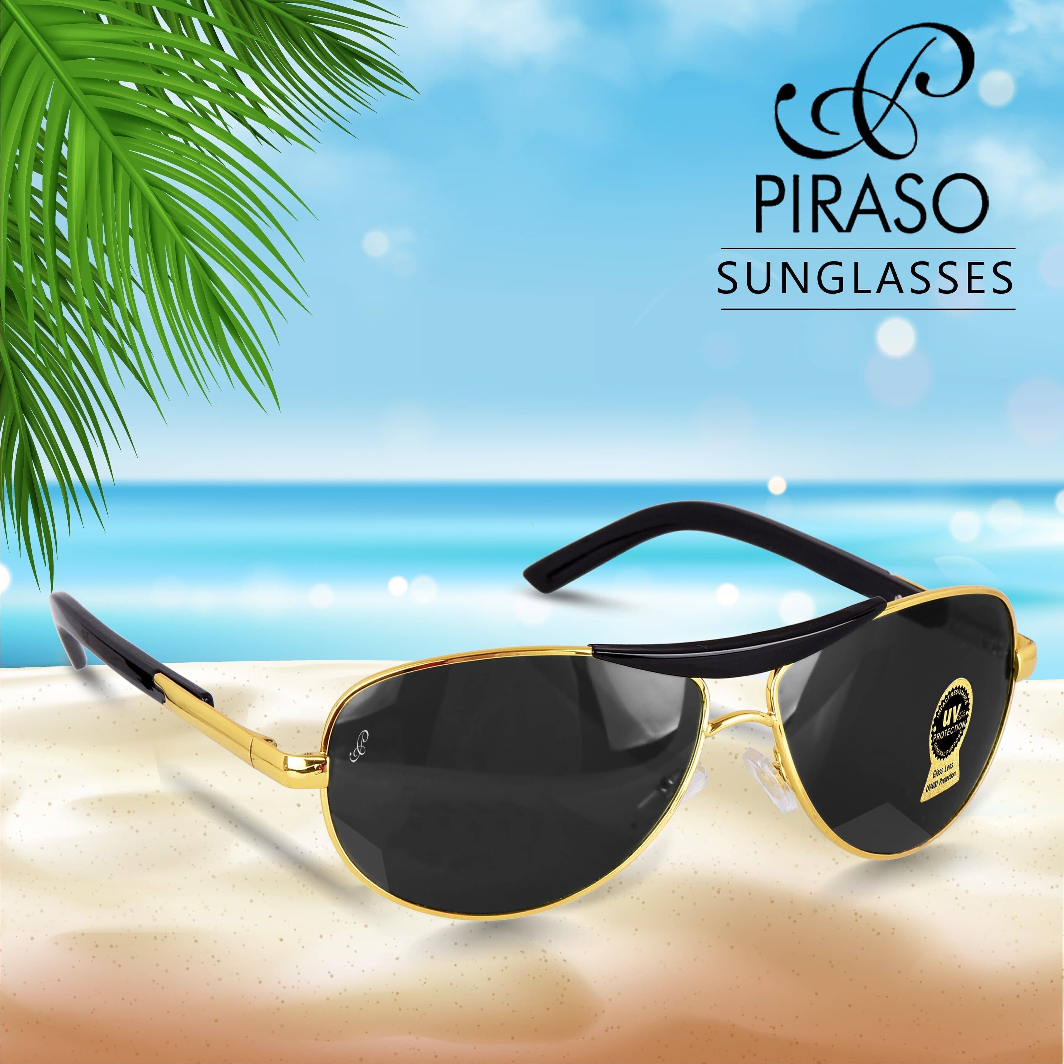 PIRASO Black Pilot Sunglasses ( Pack of 1 ) - Sunglasses | Buy online on ZillyBuy