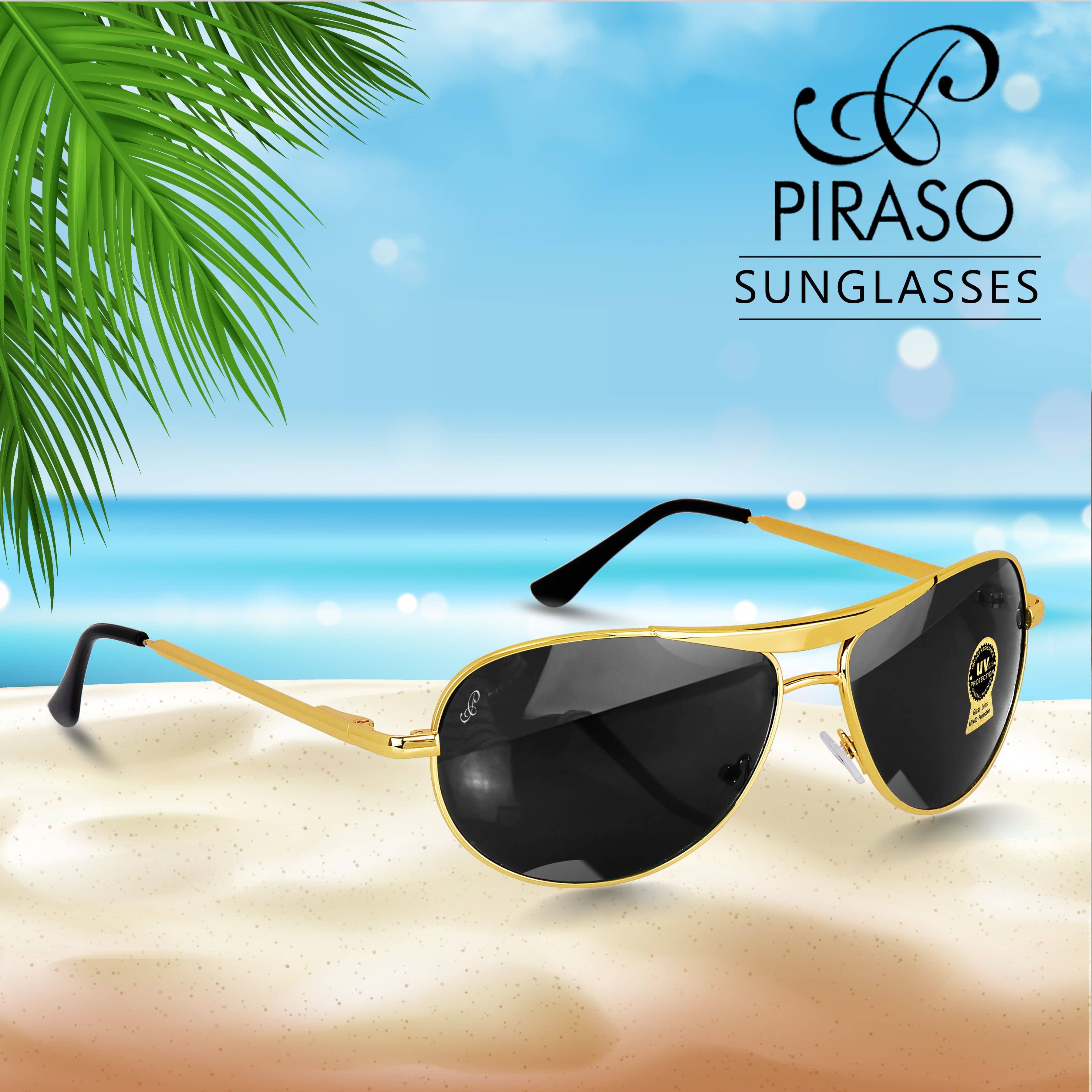 PIRASO Black Pilot Sunglasses ( Pack of 1 ) - Sunglasses | Buy online on ZillyBuy