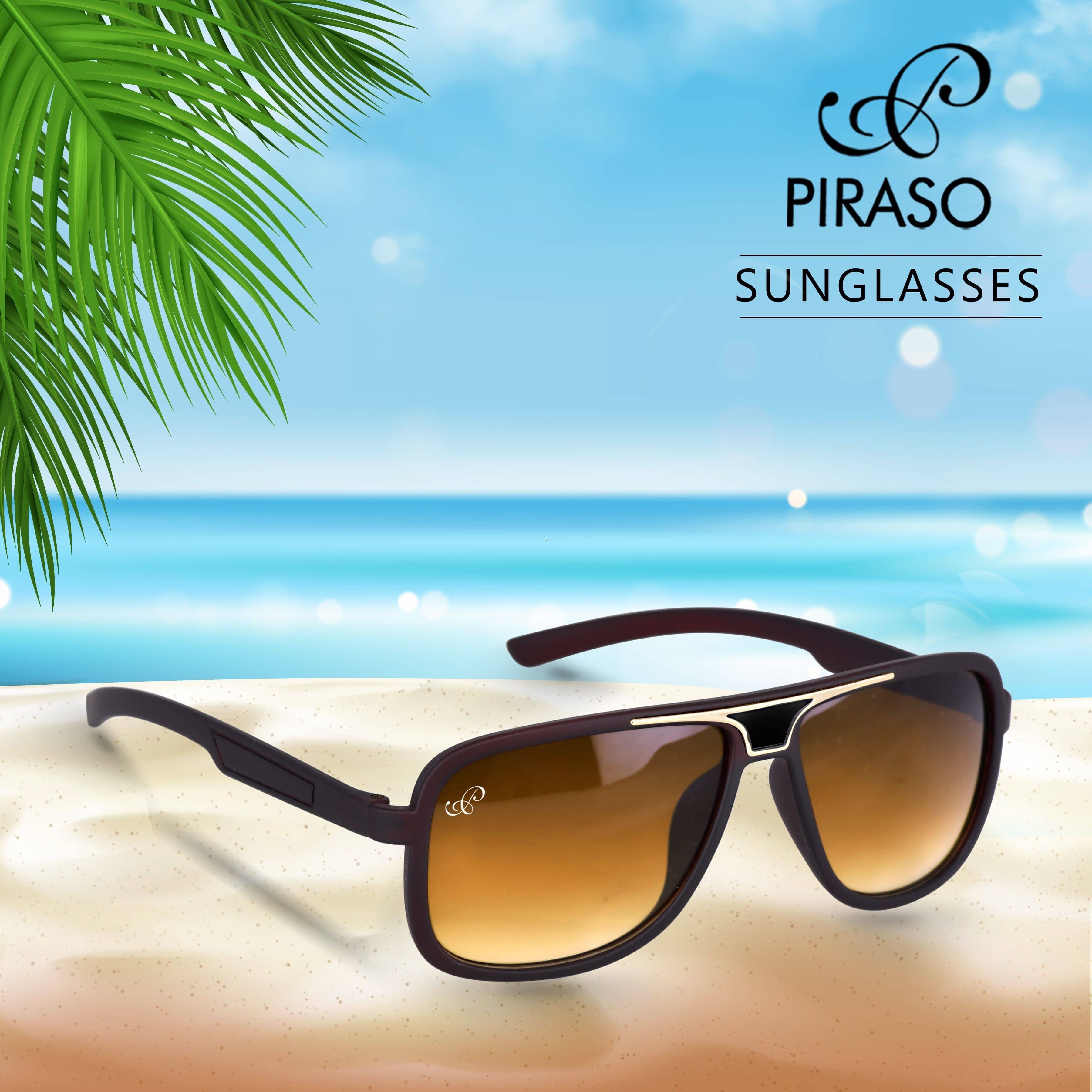 PIRASO Black Rectangular Sunglasses ( Pack of 1 ) - Sunglasses | Buy online on ZillyBuy