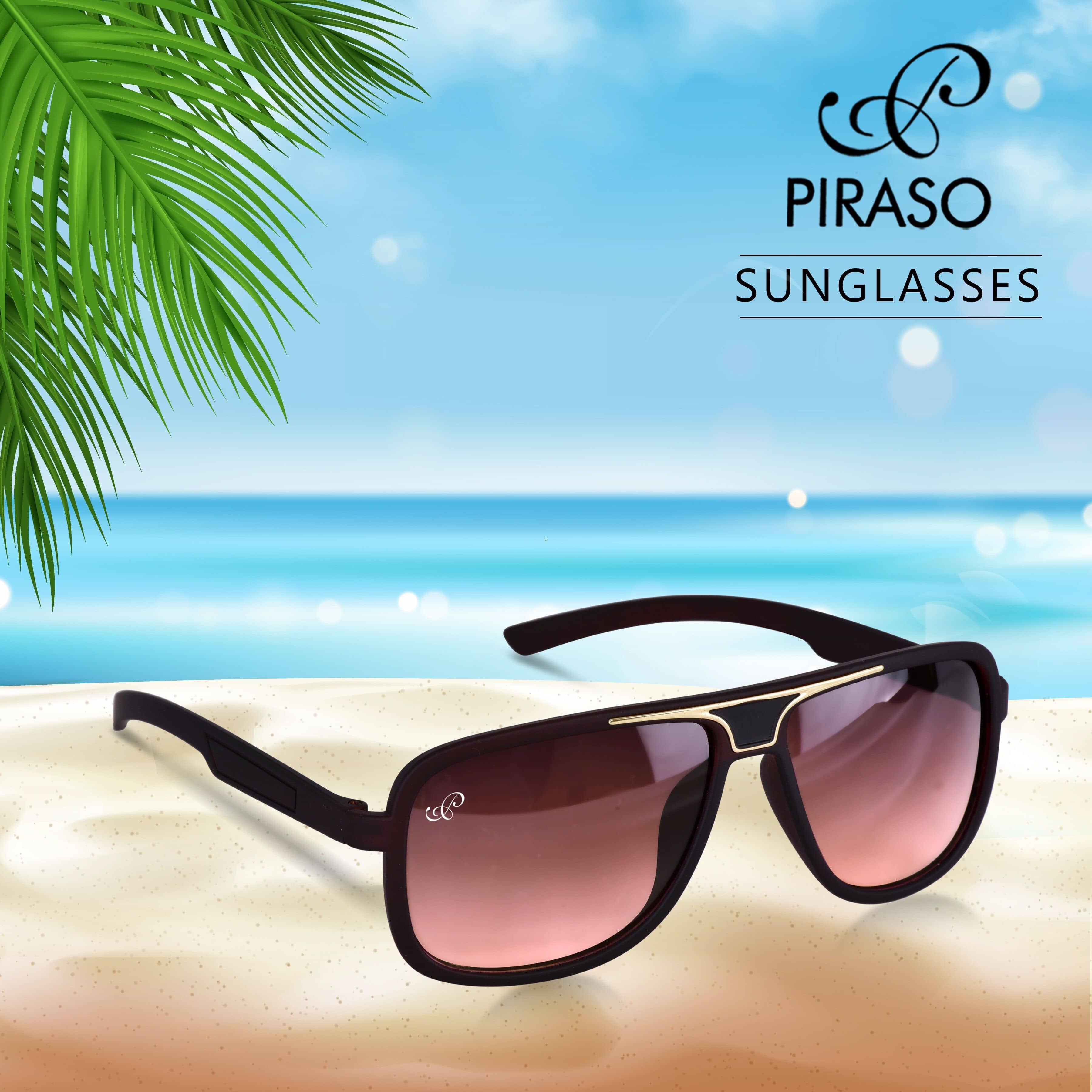 PIRASO Black Rectangular Sunglasses ( Pack of 1 ) - Sunglasses | Buy online on ZillyBuy