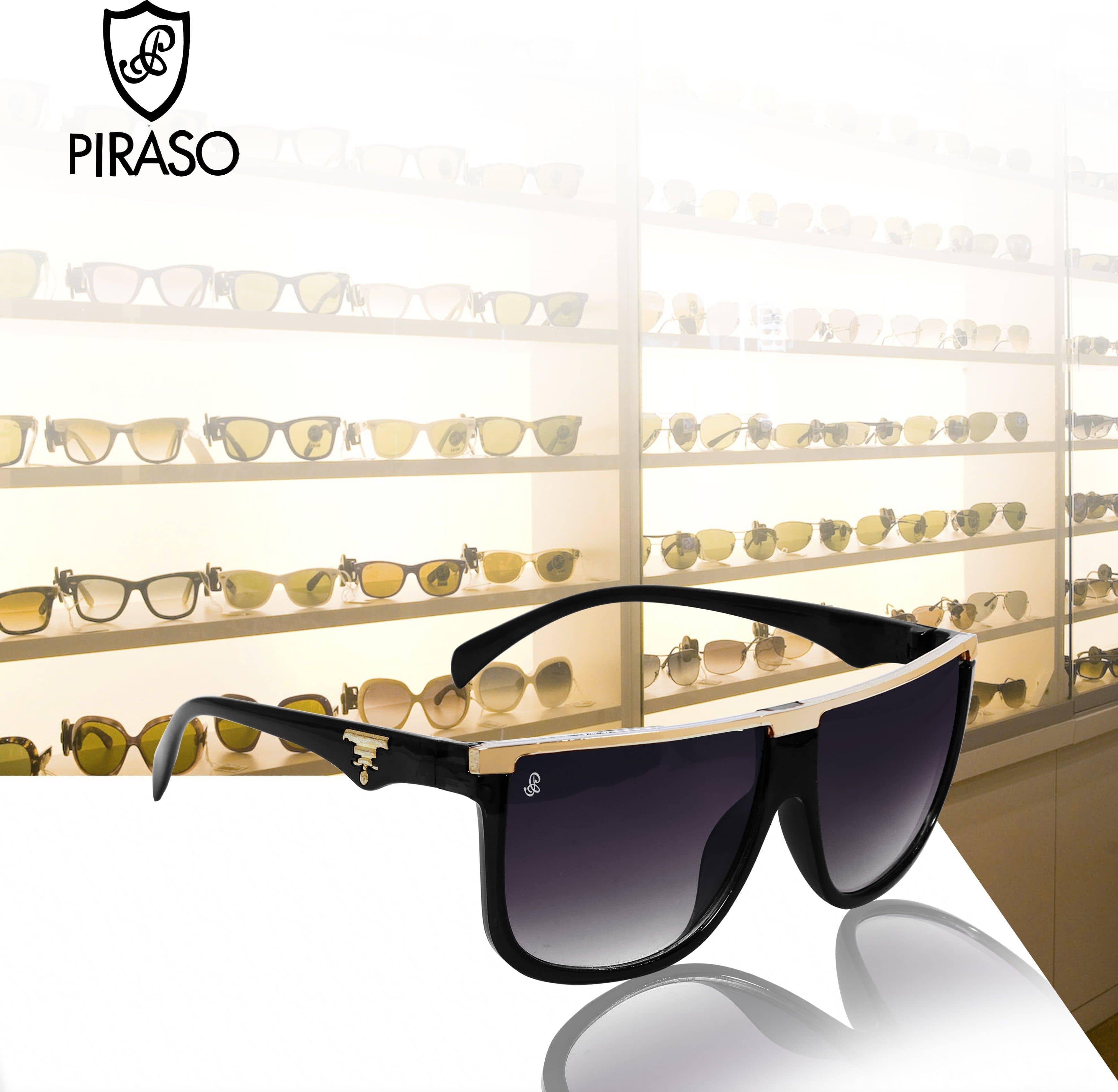 PIRASO Black Rectangular Sunglasses ( Pack of 1 ) - Sunglasses | Buy online on ZillyBuy