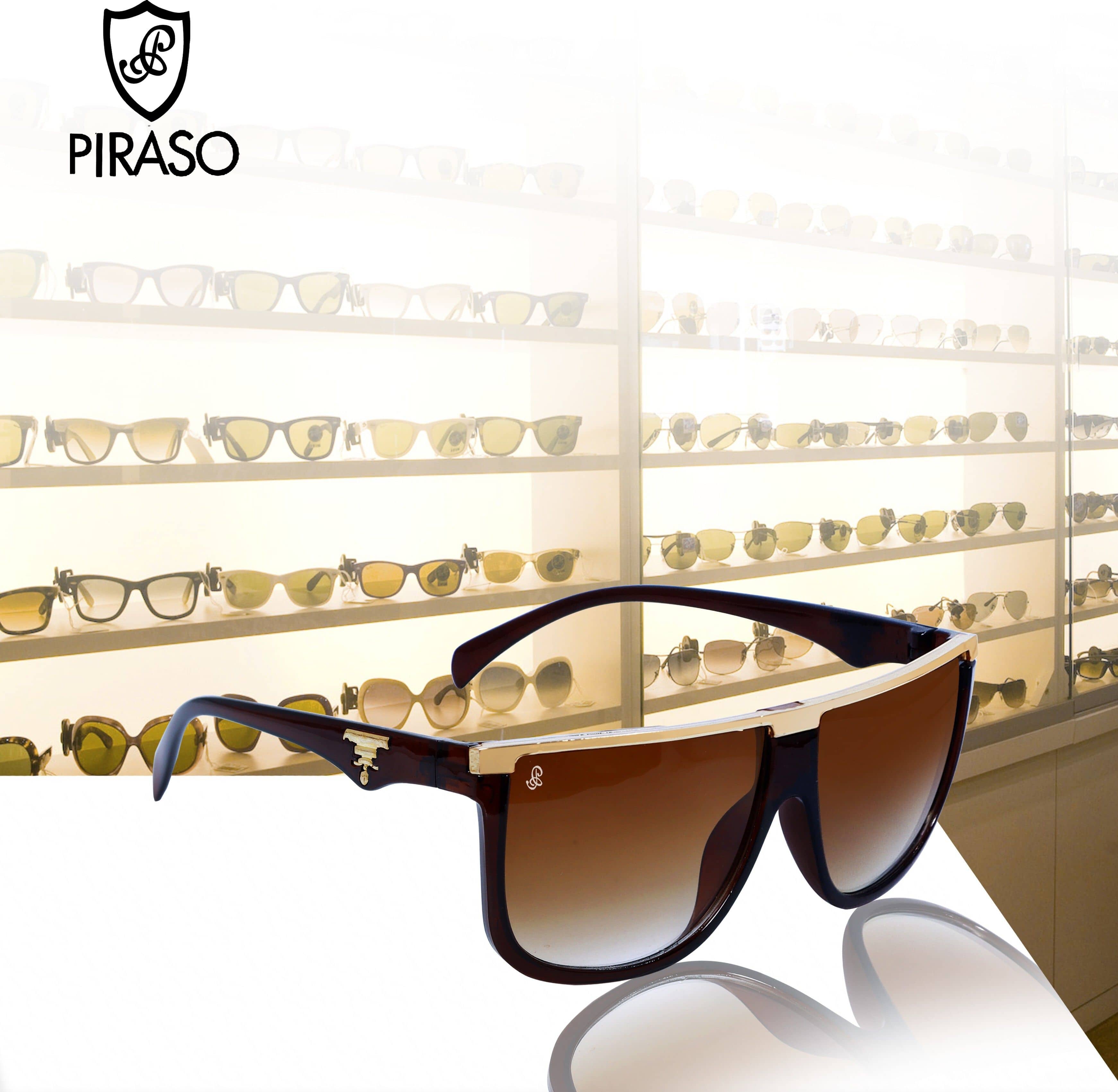 PIRASO Brown Rectangular Sunglasses ( Pack of 1 ) - Sunglasses | Buy online on ZillyBuy