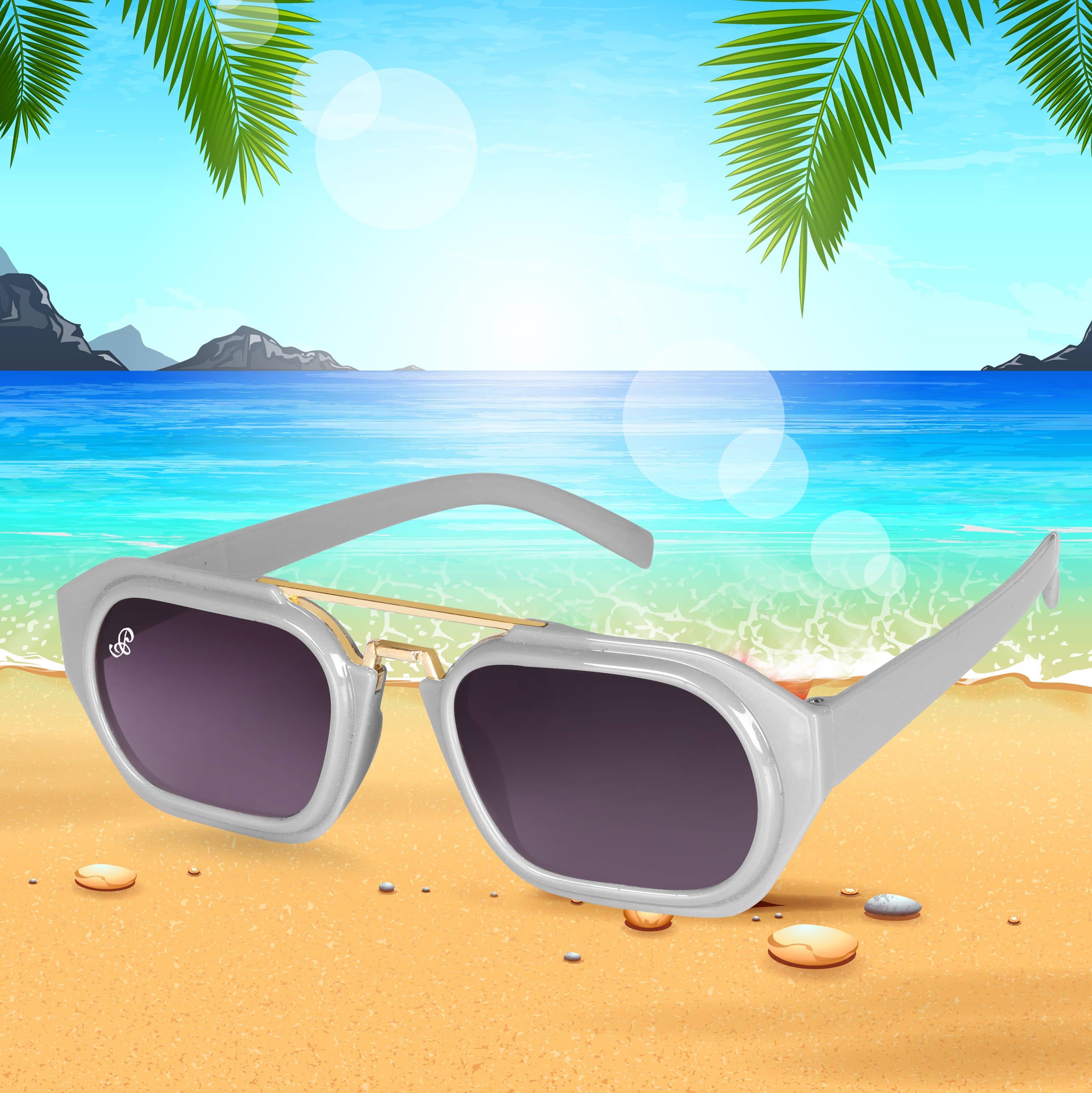 PIRASO Grey Melange Square Sunglasses ( Pack of 1 ) - Sunglasses | Buy online on ZillyBuy