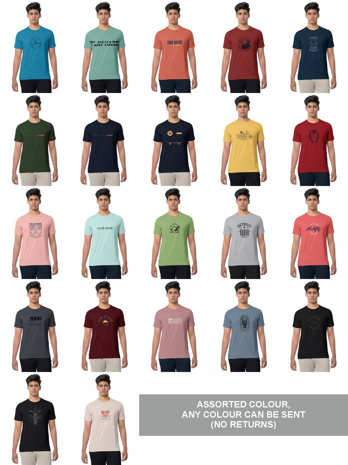 BULLMER Men Cotton Blend Regular Fit Printed T-Shirt ( Multicolor )