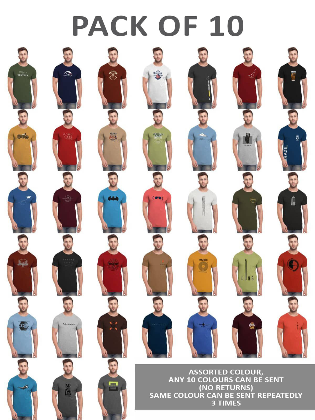 BULLMER Men Cotton Blend Regular Fit Printed T-Shirt ( Multicolor )
