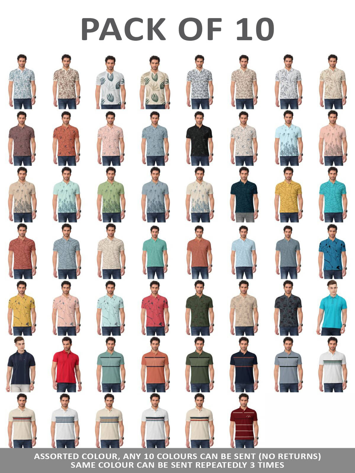 BULLMER Men Cotton Blend Regular Fit Printed Polo T Shirt ( Multicolor )