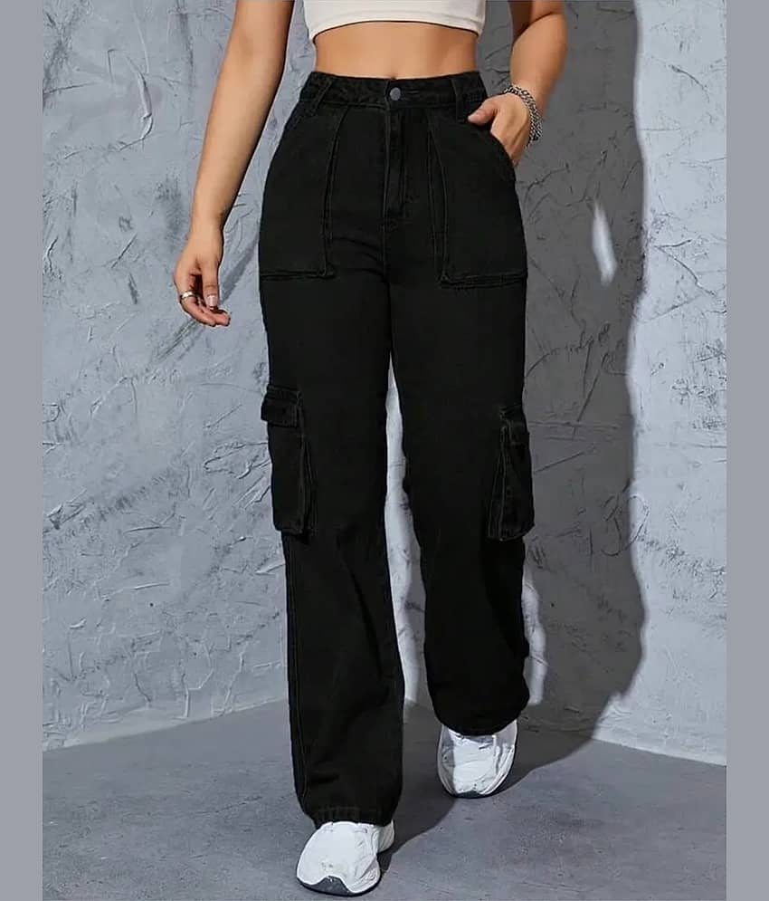 Gazal Fashions Women's Cargos High-Rise Jeans ( Black ) - Jeans | Buy online on ZillyBuy