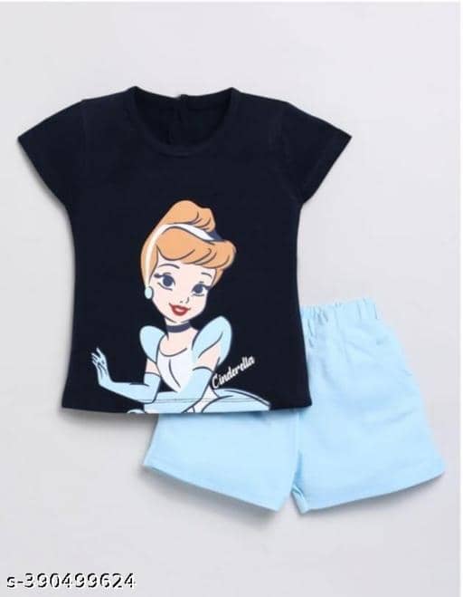 ODIMENT Pack of 1 Girls Cotton Blend T-shirt & Shorts ( Multicolor )