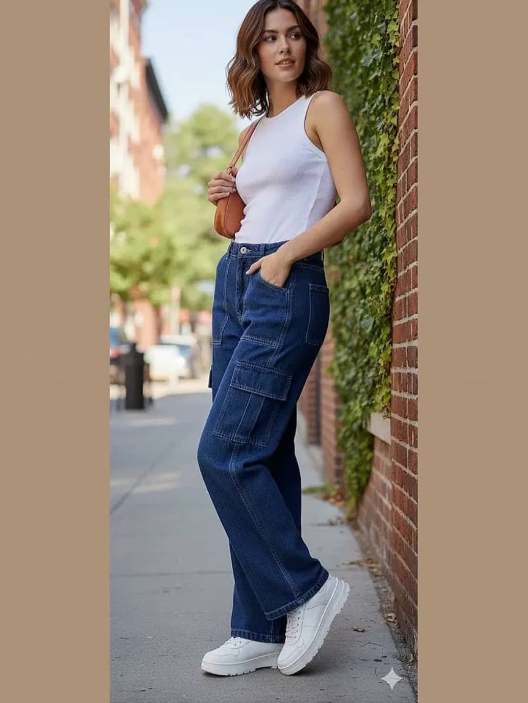 GF Women's Cargos High-Rise Jeans ( Blue ) - Jeans | Buy online on ZillyBuy