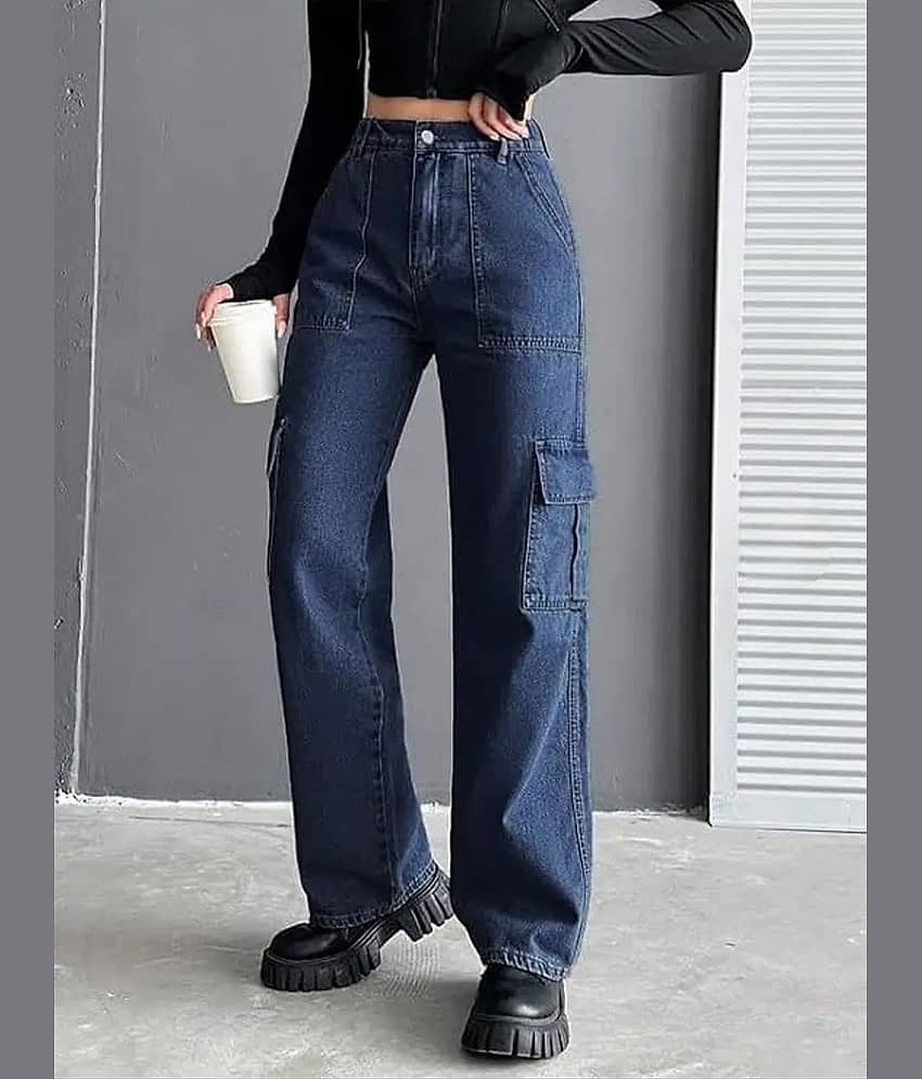 Gazal Fashions Women's Cargos High-Rise Jeans ( Blue ) - Jeans | Buy online on ZillyBuy