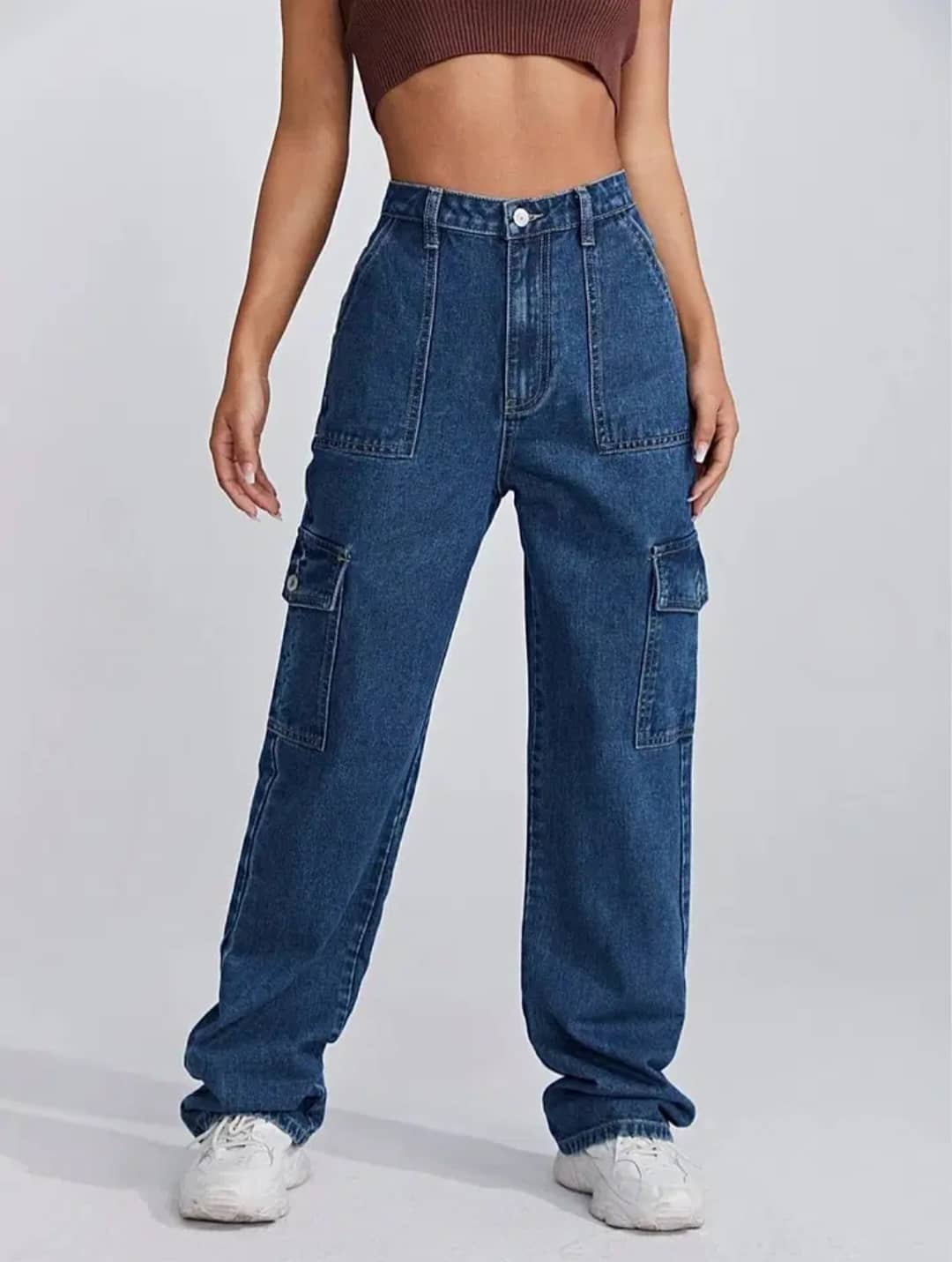 Gazal Fashions Women's Cargos High-Rise Jeans ( Blue ) - Jeans | Buy online on ZillyBuy