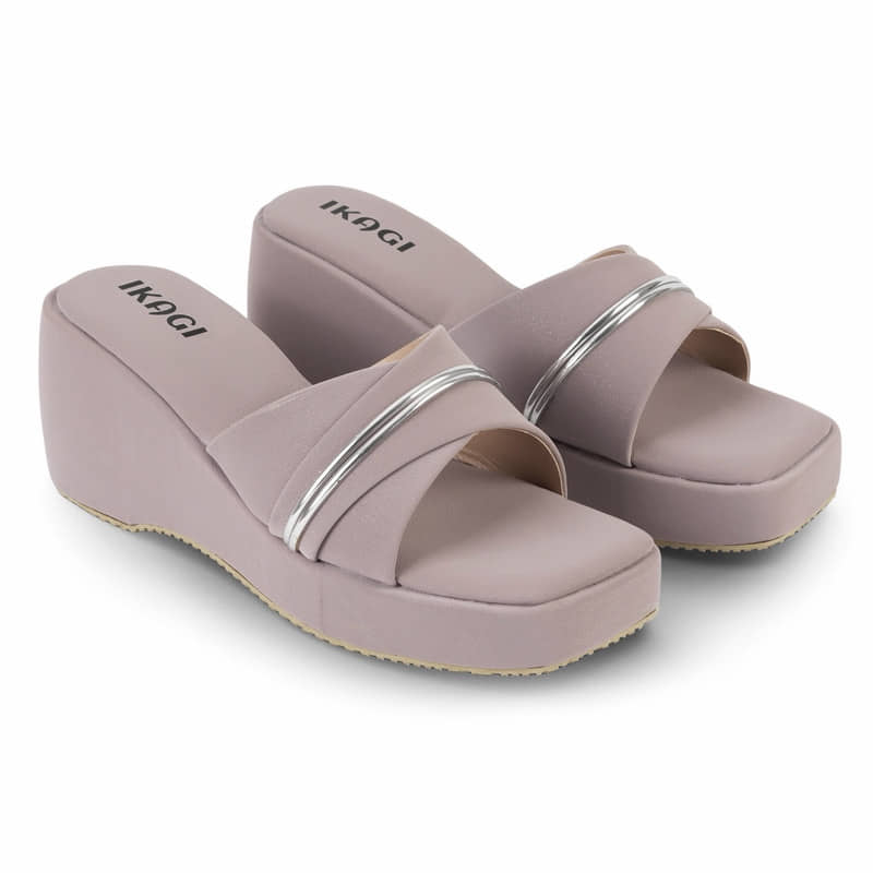 IKAGI Beige Women's Slip On Heels - Heels | Buy online on ZillyBuy