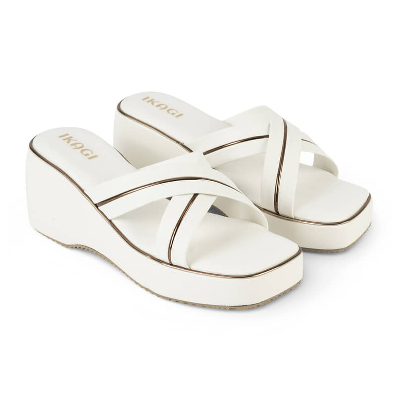 IKAGI White Women's Slip On Heels - Heels | Buy online on ZillyBuy
