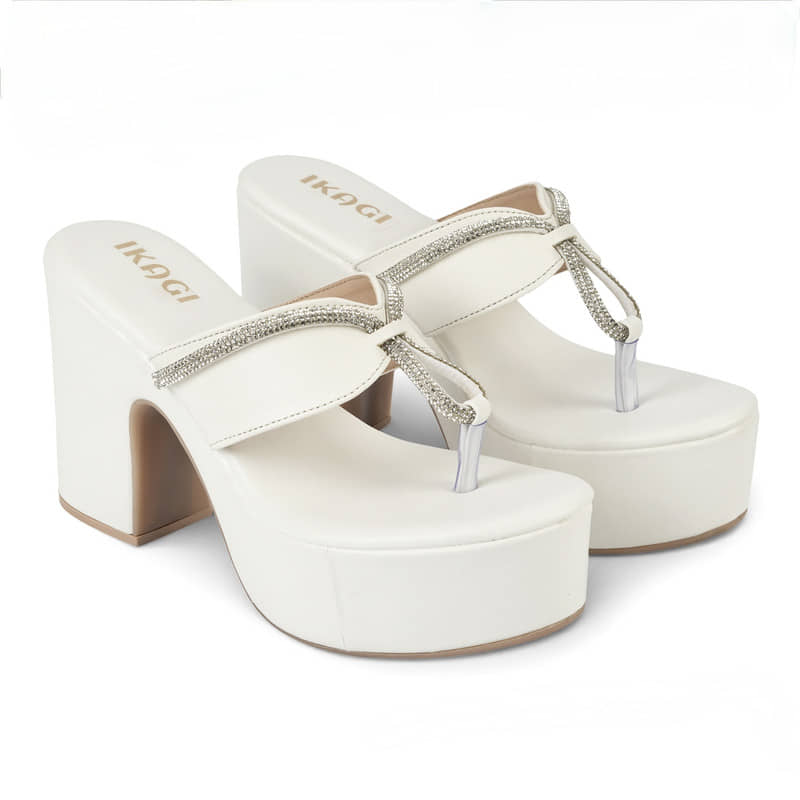 IKAGI White Women's Slip On Heels - Heels | Buy online on ZillyBuy