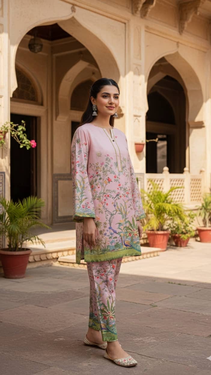 LUXE BY FLAVIA Women Top With Palazzos Co-Ord Set ( Pink )