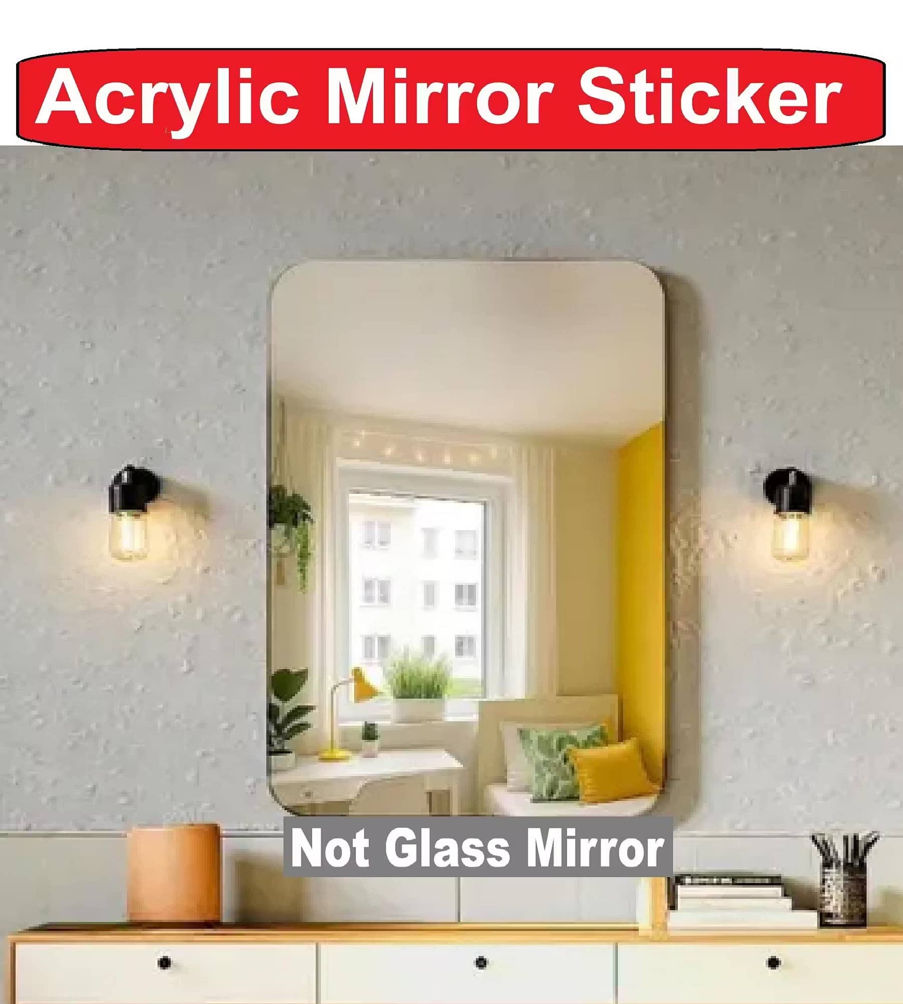 Sigaram 30x40 cm Rectangle Adhesive Mirror Sticker Frameless Wall Mirror K4871