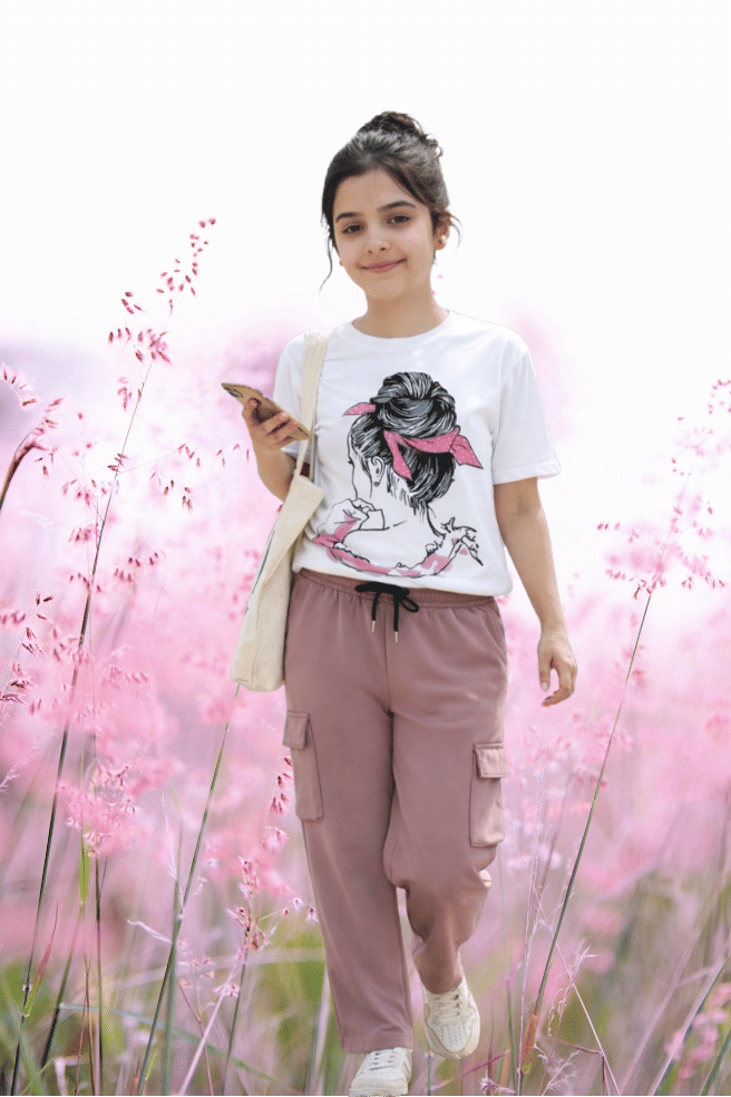 TarrenT HunT Pack of 1 Girls Cotton Blend T-shirt & Pants ( Pink )