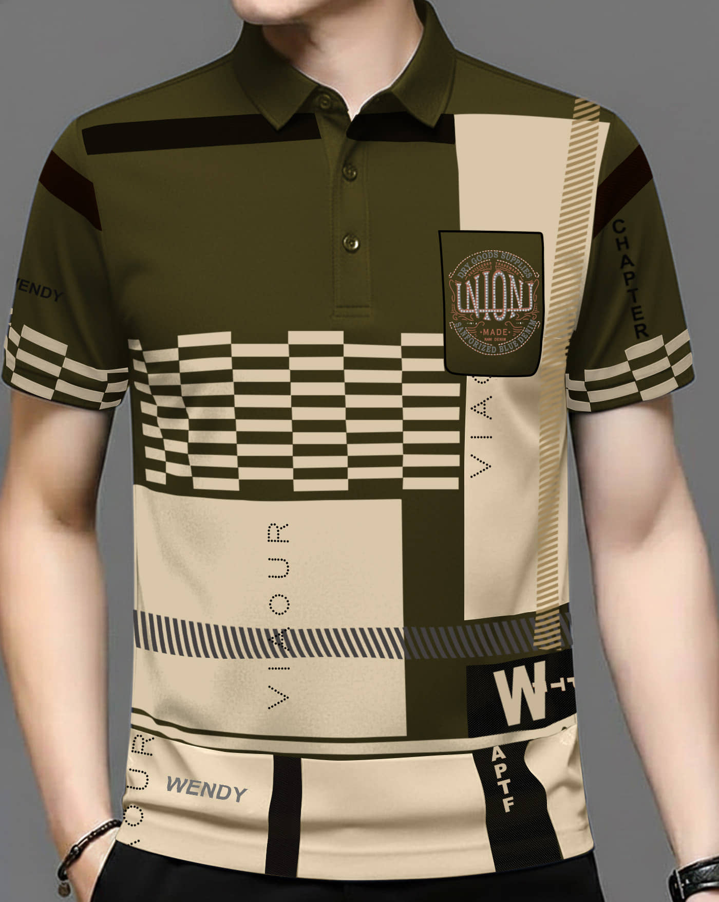 AUSK Men Cotton Blend Regular Fit Printed Polo T Shirt ( Black )