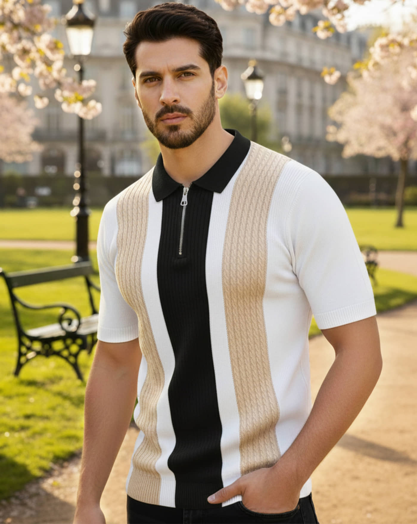 AUSK Men Cotton Blend Regular Fit Printed Polo T Shirt ( Multicolor )