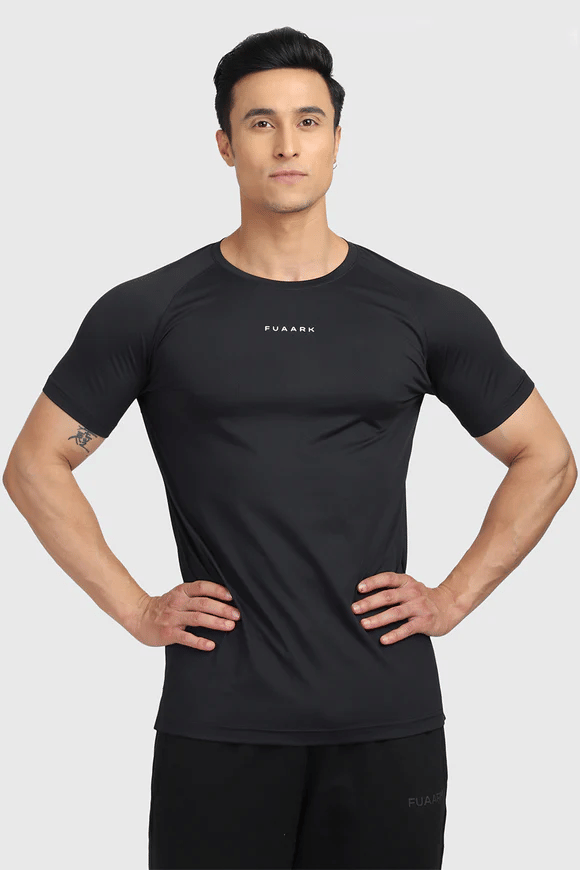Fuaark Black Polyester Regular Fit Men's Sports T-Shirt ( Pack of 1 )