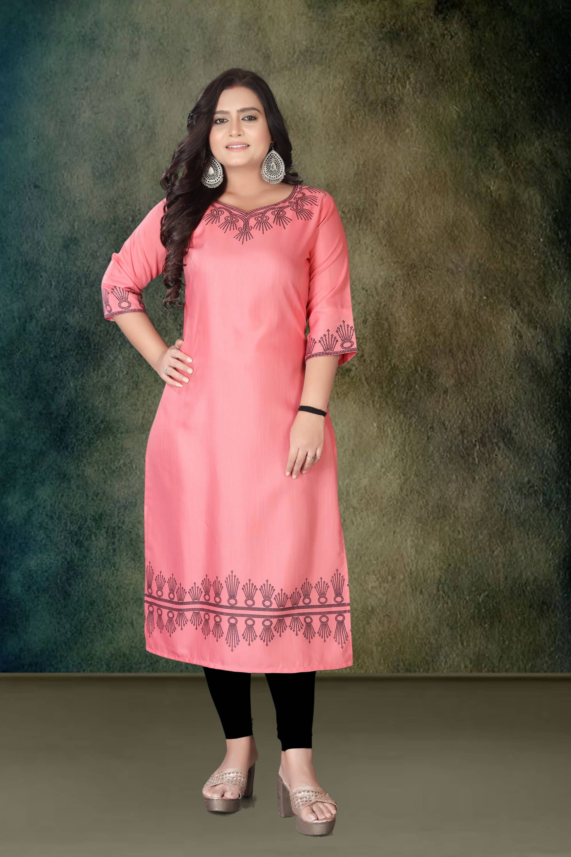 Hetsa Women Rayon Printed A-line Kurti ( Pink ) - Kurtis, Tunics | Buy online on ZillyBuy