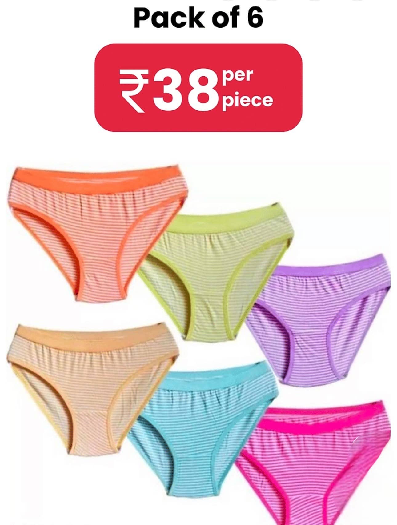 ICONIC ME Pack of 6 Cotton Hipster For Women ( Multicolor )