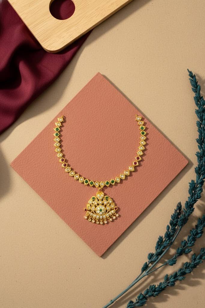 ROFARWORD Gold Brass Necklace Set ( Pack of 1 )