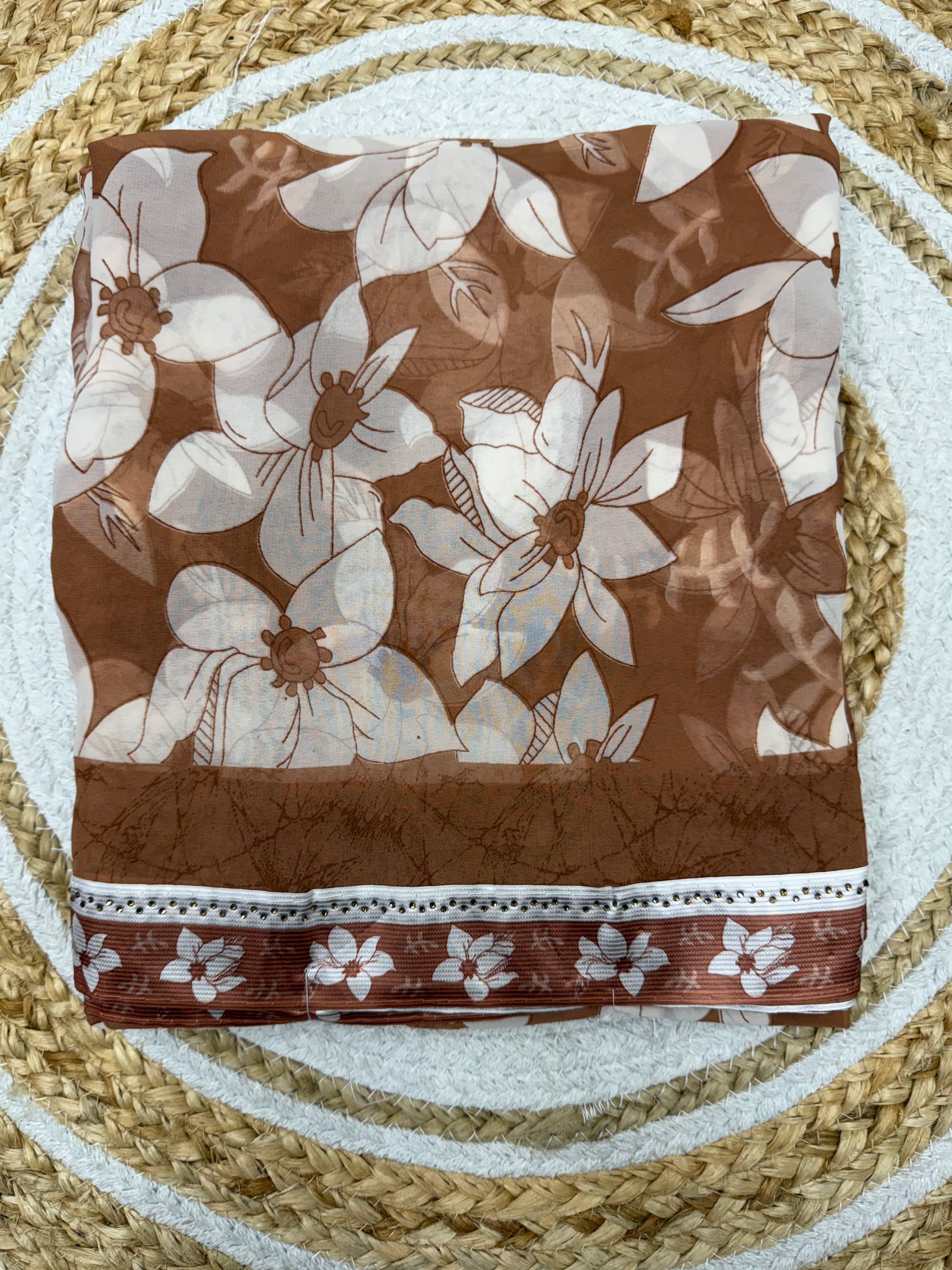 BHAVIKA SILK MILLS Georgette Printed Regular Saree With Unstitched Blouse Piece ( Purple ) - Sarees | Buy online on ZillyBuy