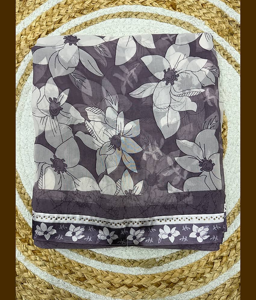 BHAVIKA SILK MILLS Georgette Printed Regular Saree With Unstitched Blouse Piece ( Purple ) - Sarees | Buy online on ZillyBuy