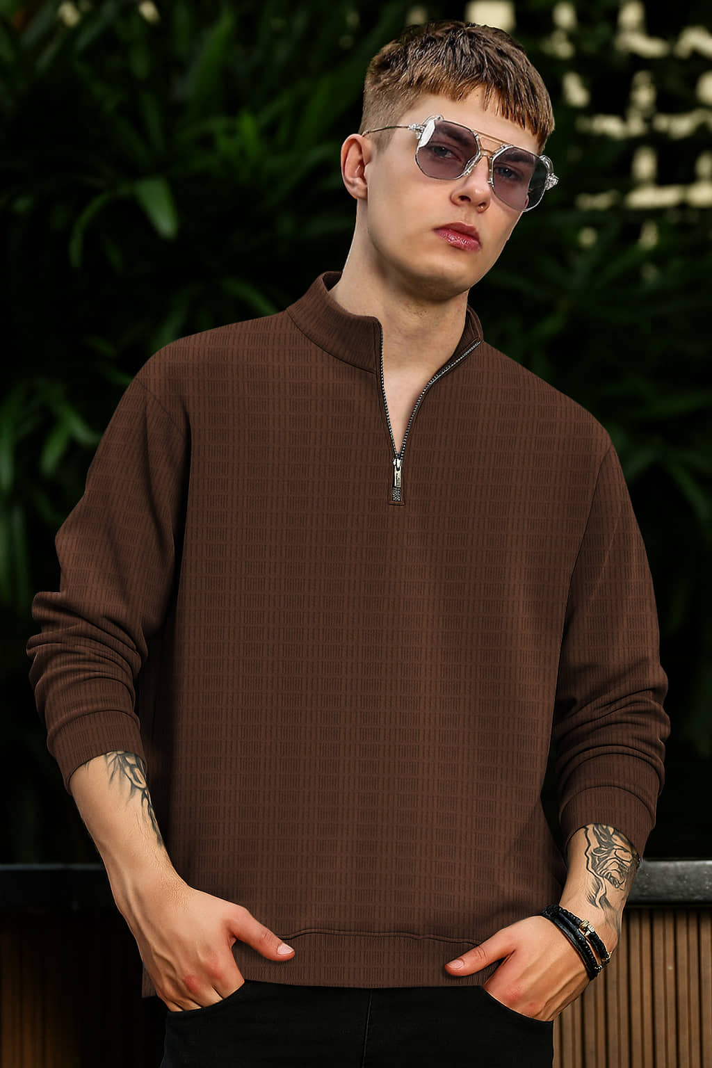 KAJARU Men Polyester Regular Fit Checks Polo T Shirt ( Coffee )