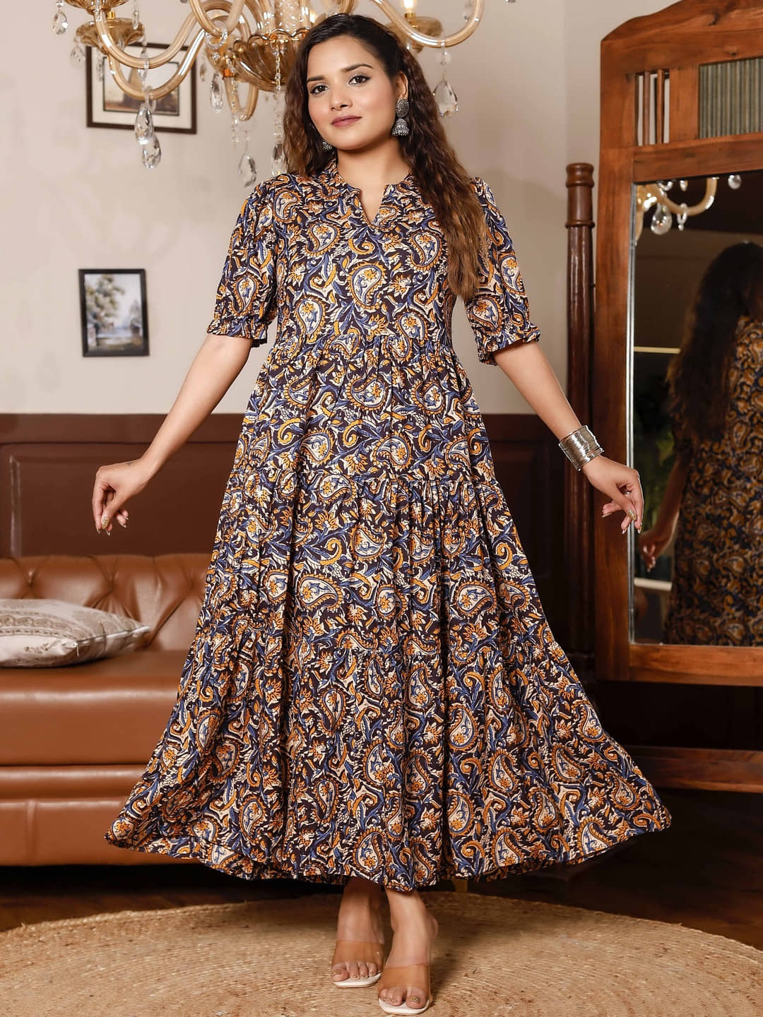 JASH CREATION Women Crepe Printed Anarkali Kurti ( Brown ) - Kurtis, Tunics | Buy online on ZillyBuy