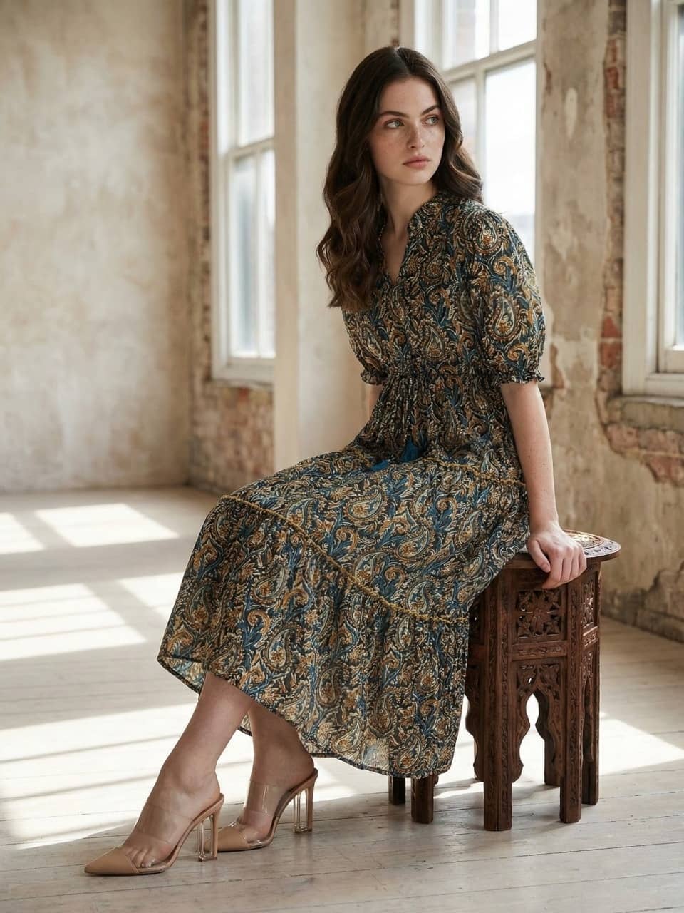 JASH CREATION Women Crepe Printed Fit & Flare Dress ( Yellow )