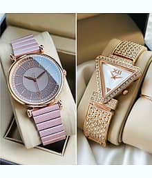 AMERICANVIBER Gold Stainless Steel Analog Womens Watch