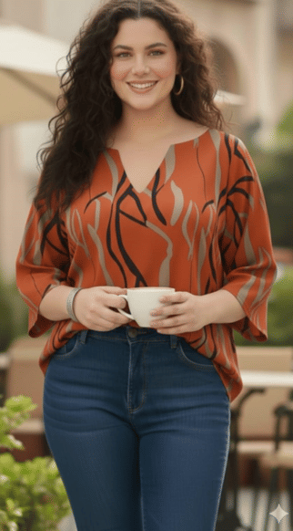 HF WARD Women's Cotton Regular Top ( Orange )