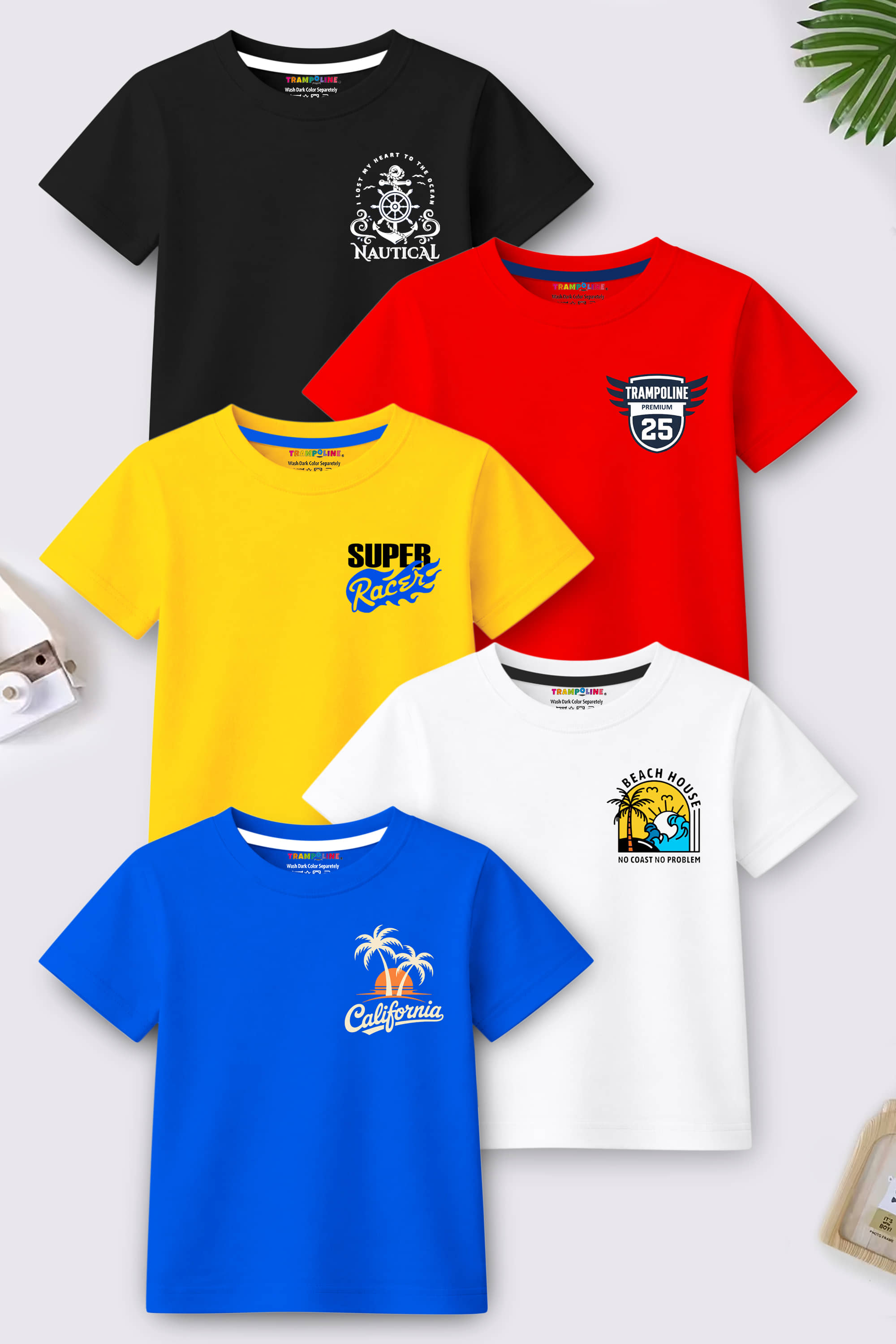 Trampoline Pack of 5 Boys Cotton Blend T-Shirt ( Multicolor )