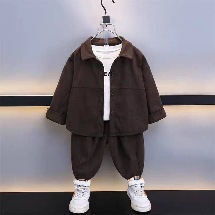 Ocvito Pack of 1 Boys Woollen Shirt & Pants Set ( Brown )