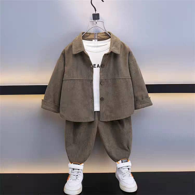 Ocvito Pack of 1 Boys Woollen Shirt & Pants Set ( Brown )