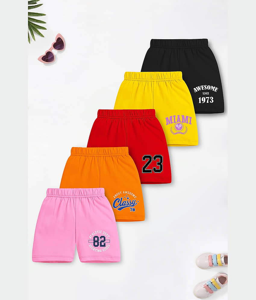 Trampoline Pack of 5 Girls Cotton Blend Shorts ( Multicolor ) - Shorts | Buy online on ZillyBuy