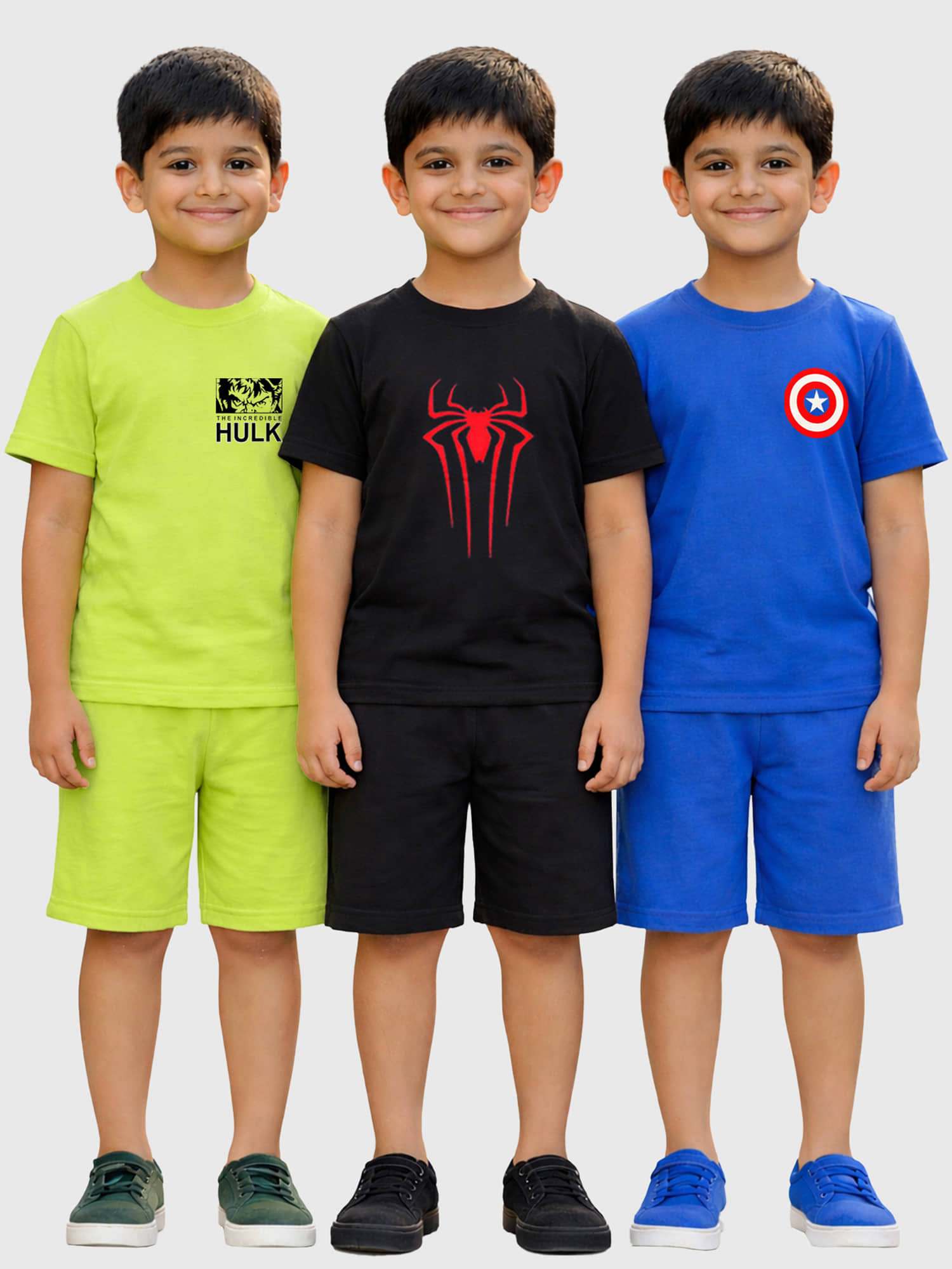 Kuchipoo Pack of 3 Boys Cotton Blend T-Shirt & Shorts Set ( Multicolor 1 )