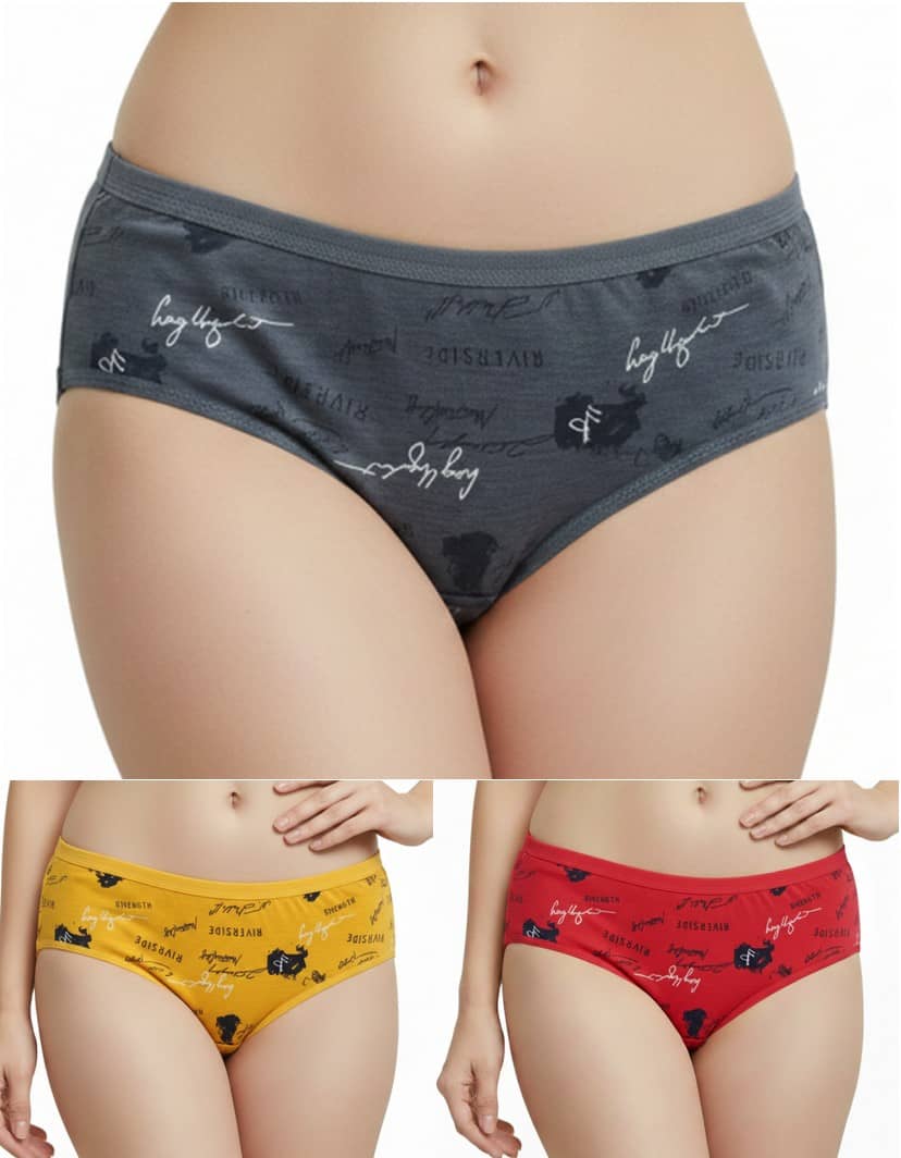 REONY Pack of 3 Cotton Blend Hipster For Women ( Multi Color )