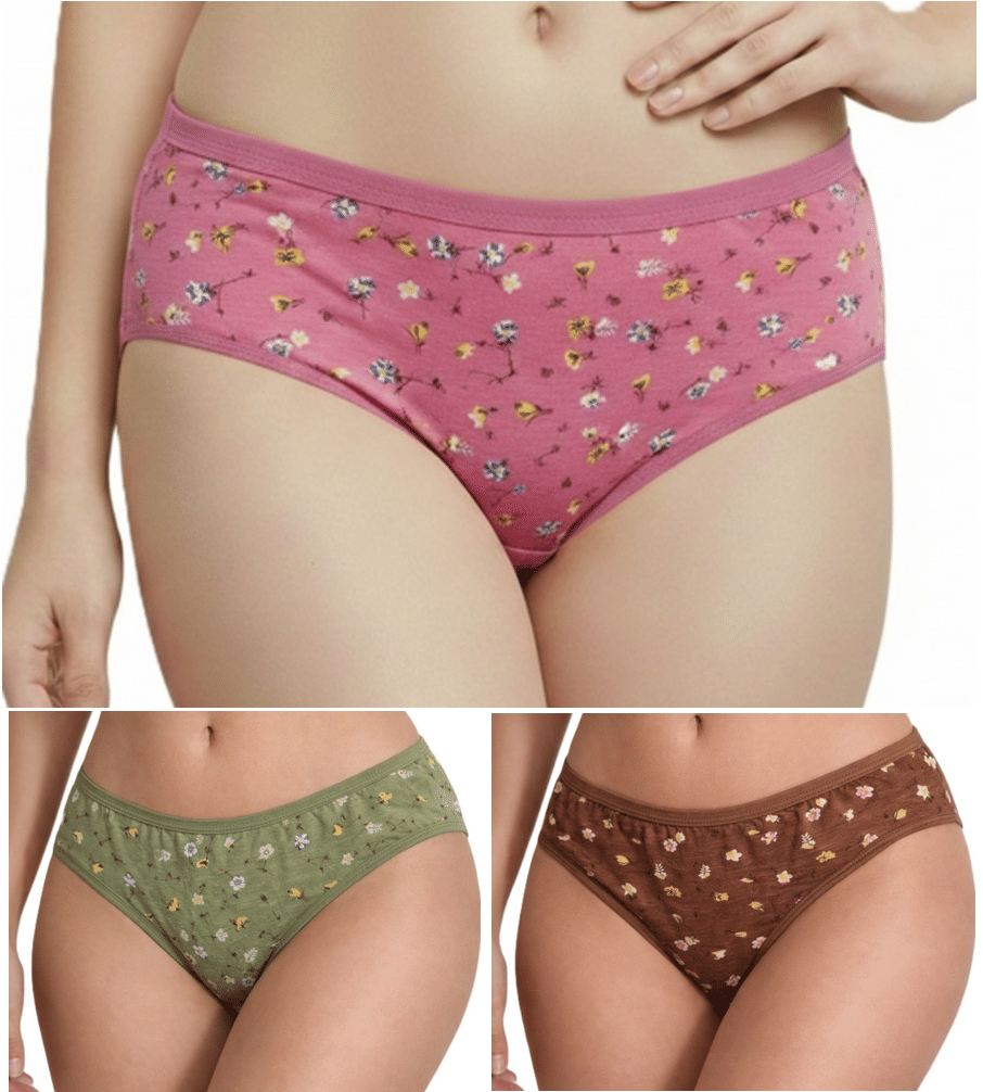 REONY Pack of 3 Cotton Blend Hipster For Women ( Multi Color )