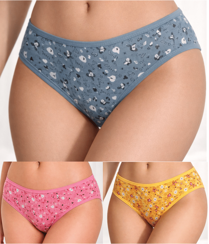 REONY Pack of 3 Cotton Blend Hipster For Women ( Multi Color )