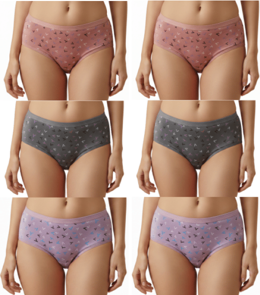 REONY Pack of 6 Cotton Blend Hipster For Women ( Multicolor )