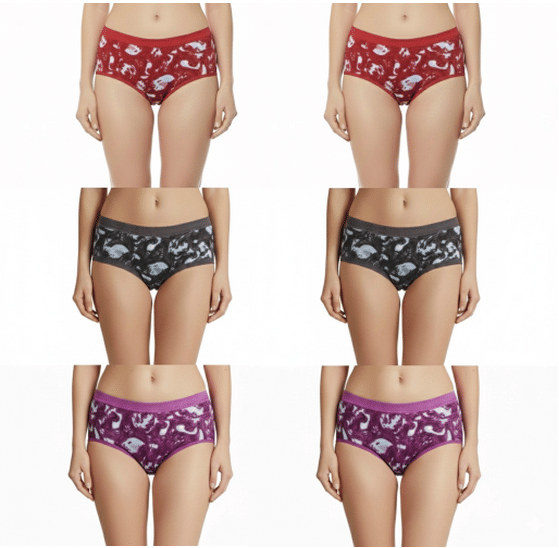 REONY Pack of 6 Cotton Blend Hipster For Women ( Multicolor )